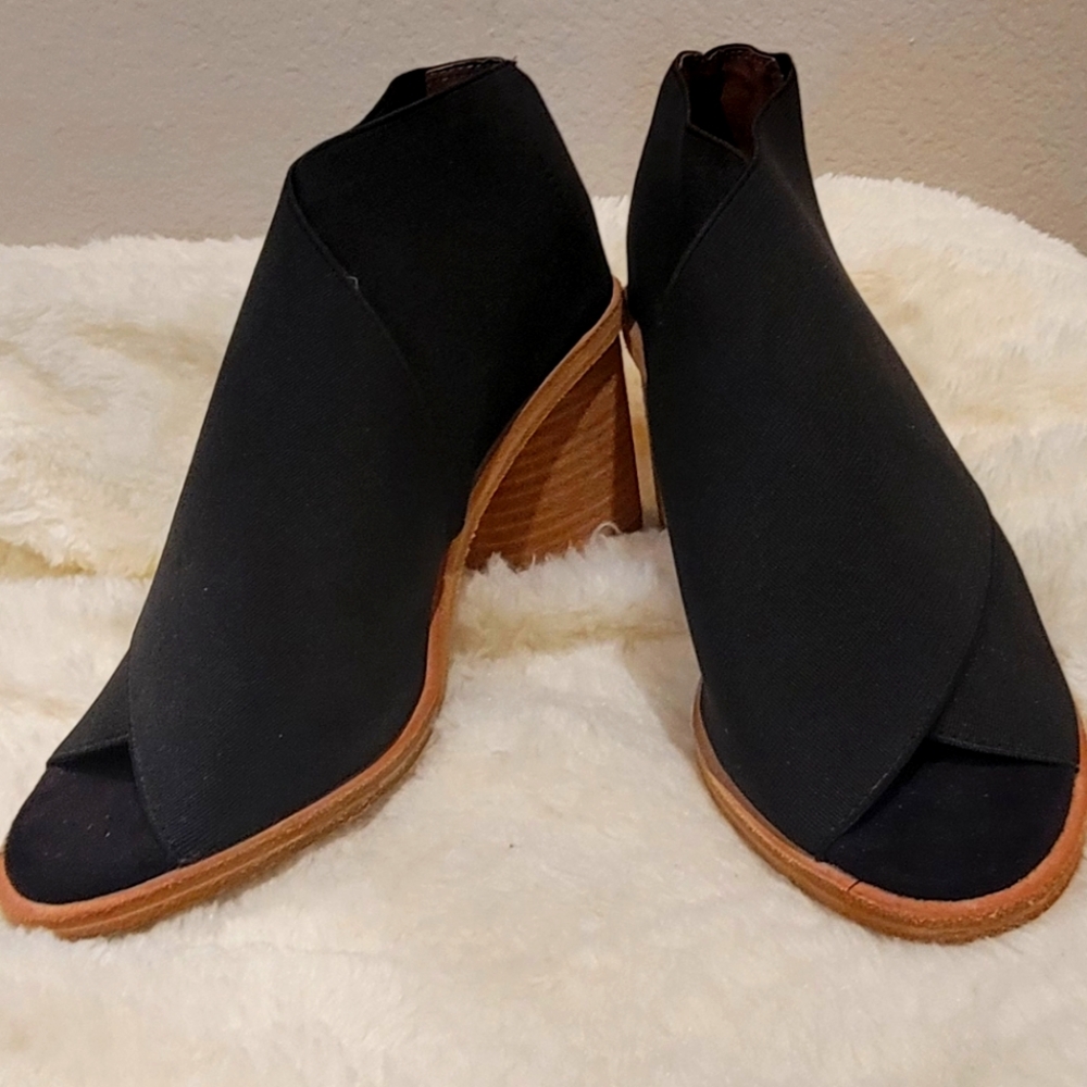 Ibiza Womens Chunky Wooden Heel Open Toe Wrapped Strap Bootie Barely Worn Size 6